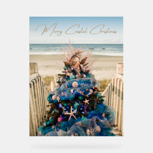 Merry Coastal Christmas Tropical Beach HolidayTree Acrylschild (Vorderseite)