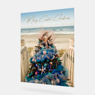 Merry Coastal Christmas Tropical Beach HolidayTree Acrylschild