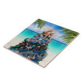 Merry Coastal Christmas Tropical Beach HolidayTree Fliese (Seite)