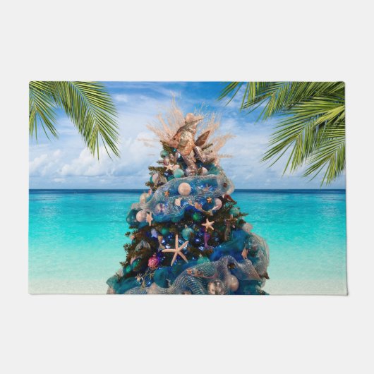 Merry Coastal Christmas Tropical Beach HolidayTree Fußmatte (Vorderseite)