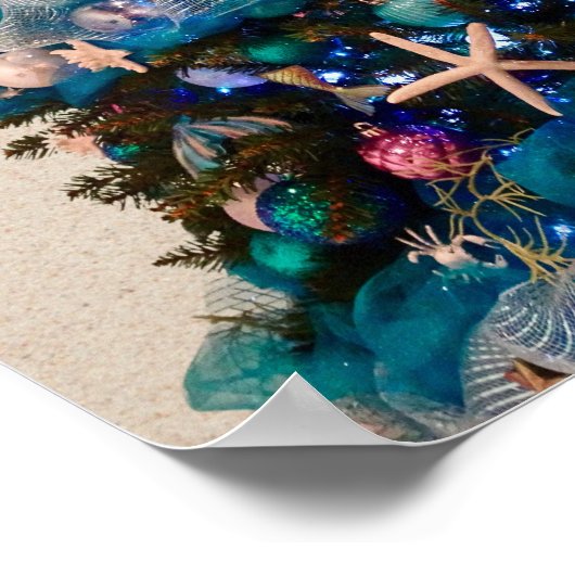 Merry Coastal Christmas Tropical Beach HolidayTree Poster (Ecke)