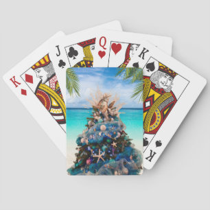 Merry Coastal Christmas Tropical Beach HolidayTree Spielkarten