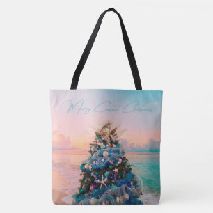 Merry Coastal Christmas Tropical Beach HolidayTree Tasche