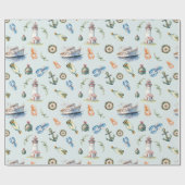 Merry Coastal Christmas Wrapping Paper Geschenkpapier (Flach)