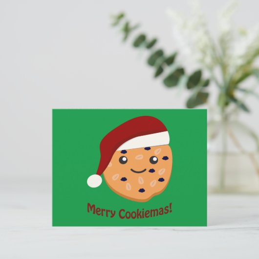 Merry Cookiemas Weihnachtskeks Feiertagspostkarte (Stehend Vorderseite)