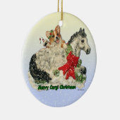 "Merry Corgi Christmas" Corgi & Pony Ornament (Rechts)