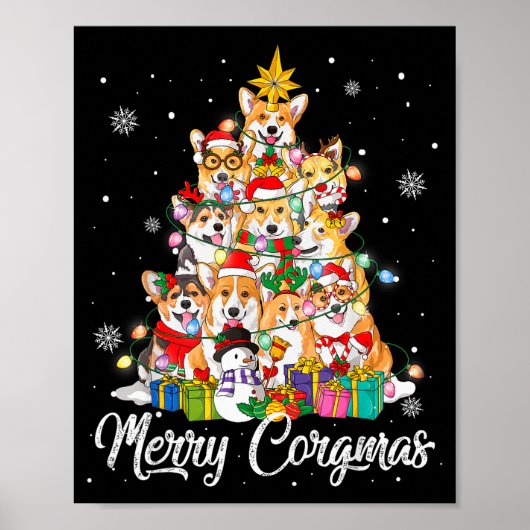 Merry Corgmas Corgi Christmas Tree Fairy Lights Do Poster (Vorne)