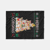 Merry Corgmas Ugly Sweater Funny Corgi Christmas T Fleecedecke (Vorderseite (Horizontal))