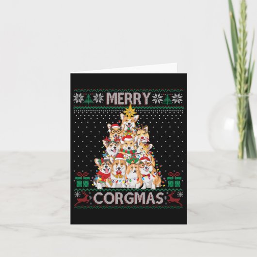 Merry Corgmas Ugly Sweater Funny Corgi Christmas T Karte (Vorderseite)