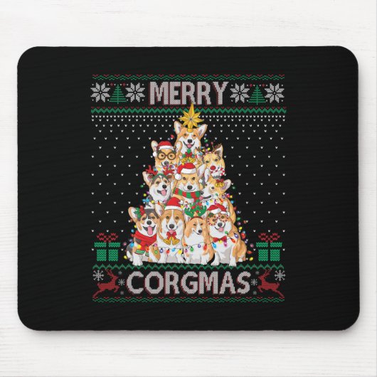 Merry Corgmas Ugly Sweater Funny Corgi Christmas T Mousepad (Vorne)