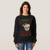 Merry Corgmas Weihnachtsmannmütze Matching Ugly Co Sweatshirt (Vorne ganz)