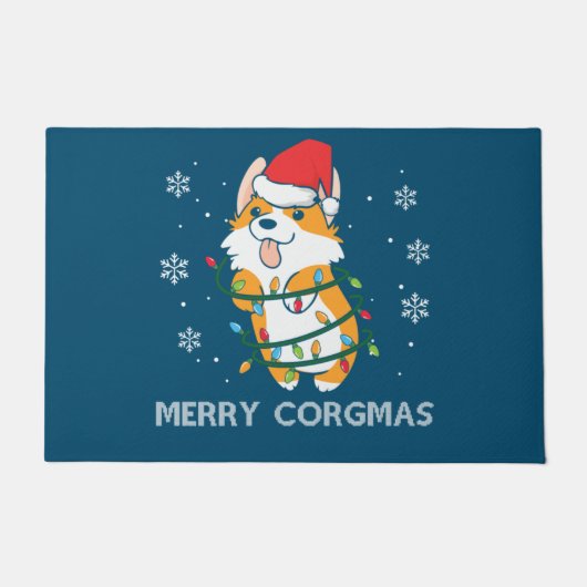 Merry Corgmas Xmas Pajamas Corgi Christmas Nerdy Fußmatte (Vorderseite)