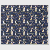 Merry Corgmess - Christmas Corgi Muster blau Geschenkpapier (Flach)