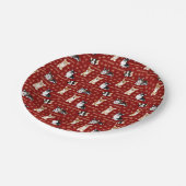 Merry Corgmess Text - Christmas Corgi rotes Muster Pappteller (Schrägansicht)