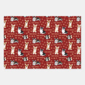 Merry Corgmess Text - Weihnachts-Corgi-Muster Geschenkpapier Set (Vorderseite)