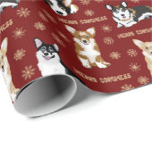 Merry Corgmess - Weihnachts Corgi Muster rot Geschenkpapier (Rolleneckpunkt)