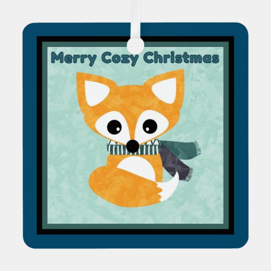 Merry Cosy Christmas Fox Geschenk Ornament Aus Metall (Vorderseite)