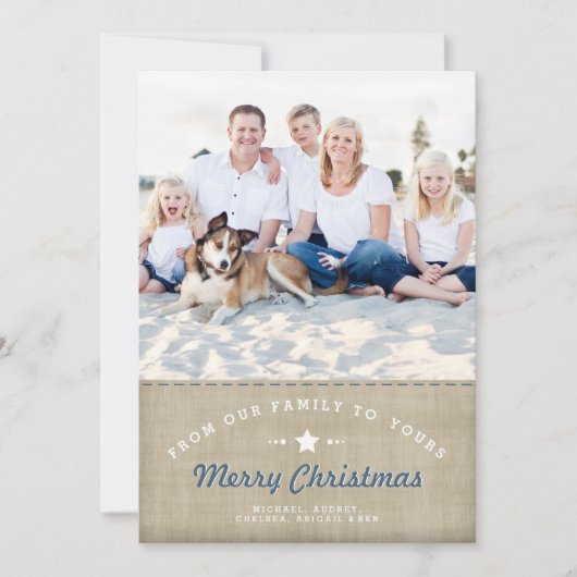 Merry Country Weihnachten Rustic Burlap Foto-Karte (Vorderseite)