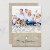 Merry Country Weihnachten Rustic Burlap Foto-Karte (Vorne/Hinten)