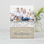 Merry Country Weihnachten Rustic Burlap Foto-Karte (Stehend Vorderseite)