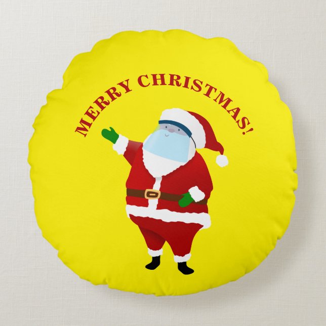 Merry Covid Christmas Rundes Kissen (Vorderseite)