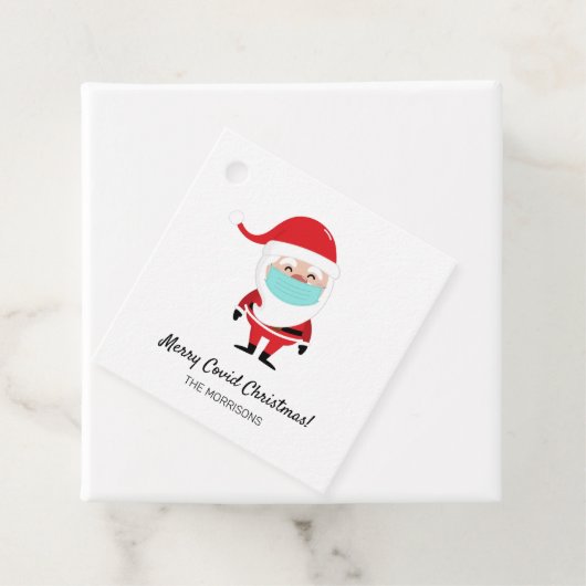 Merry Covid Weihnachten Weihnachtsmann mit Facemas Geschenkanhänger (Beispiel)