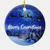 Merry Cowristmas Weihnachten Urlaub Keramik Ornament (Hinten)