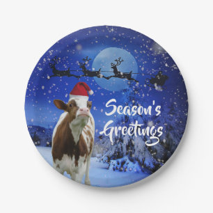 Merry Cowristmas Weihnachten Urlaub Pappteller
