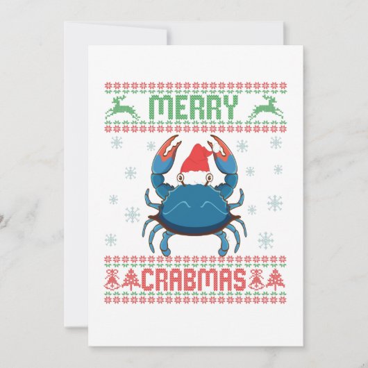 Merry Crabmas Funny Crab Ugly Christmas Sweater Dankeskarte (Vorderseite)