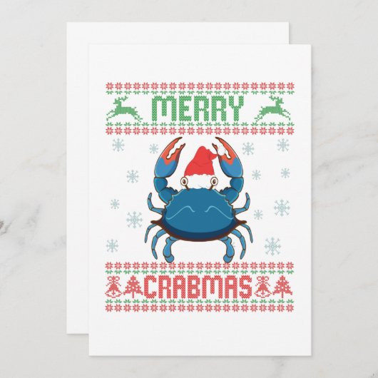 Merry Crabmas Funny Crab Ugly Christmas Sweater Dankeskarte (Vorne/Hinten)