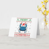 Merry Crabmas Funny Crab Ugly Christmas Sweater Karte (Gelbe Blume)