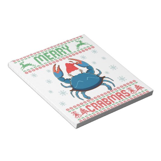 Merry Crabmas Funny Crab Ugly Christmas Sweater Notizblock (angewinkelt)