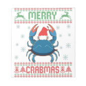 Merry Crabmas Funny Crab Ugly Christmas Sweater Notizblock (Vorderseite)