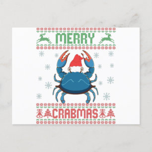 Merry Crabmas Funny Crab Ugly Christmas Sweater Postkarte