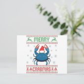 Merry Crabmas Funny Crab Ugly Christmas Sweater Postkarte (Stehend Vorderseite)