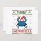 Merry Crabmas Funny Crab Ugly Christmas Sweater Postkarte (Vorne/Hinten)