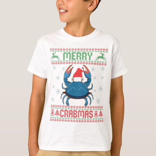 Merry Crabmas Funny Crab Ugly Christmas Sweater T-Shirt (Vorderseite)