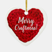 Merry Craftmas Crochet Red Heart Crafts Keramik Ornament (Vorne)
