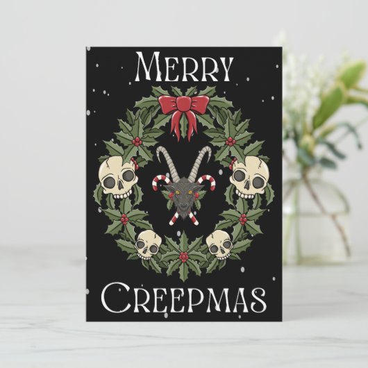 Merry Creepmas Card Feiertagskarte (Stehend Vorderseite)