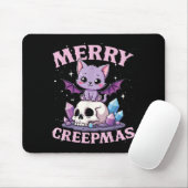 Merry Creepmas Cat Pastel Goth Christmas Skull For Mousepad (Mit Mouse)