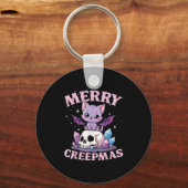 Merry Creepmas Cat Pastel Goth Christmas Skull For Schlüsselanhänger (Vorderseite)