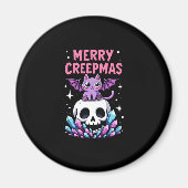 Merry Creepmas Cat Pastel Goth Christmas Skull T-S Magnet (Vorne)