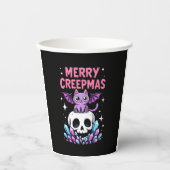 Merry Creepmas Cat Pastel Goth Christmas Skull T-S Pappbecher (Vorderseite)
