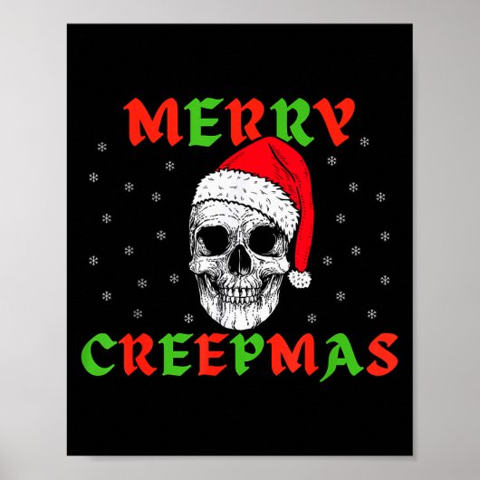 Merry Creepmas Gothic Christmas Skeleton Skull In Poster (Vorne)
