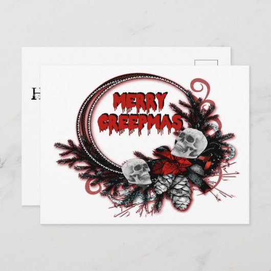 Merry Creepmas Horror Weihnachten Custom Postcard Einladungspostkarte (Vorne/Hinten)