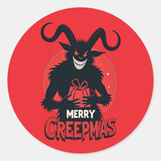 Merry Creepmas Krampus Holiday Runder Aufkleber (Vorderseite)