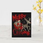 Merry Creepmas Skeleton Creepy Christmas Goth Holi Karte (Gelbe Blume)
