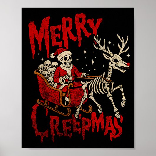Merry Creepmas Skeleton Creepy Christmas Goth Holi Poster (Vorne)
