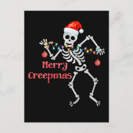 Merry Creepmas Skeleton Santa Skull Weihnachtsbaum Feiertagspostkarte