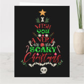 Merry Creepmas Skeleton Santa Skull Weihnachtsbaum Karte (Rückseite)